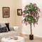 Costway 1/2 PCS 5.5 FT Tall Artificial Ficus Tree Faux Wisteria Plant in Nursery Pot Decoration Pink/Purple
